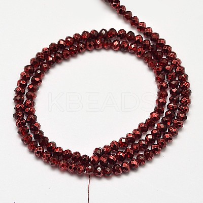 Faceted Rondelle Transparent Painted Glass Beads Strands DGLA-J001-C04-1