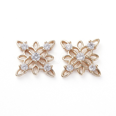 Brass Cubic Zirconia Filigree Joiners ZIRC-K083-014G-1