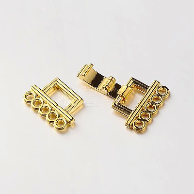 5 Strands Alloy and Brass Fold Over Clasps PALLOY-N0112-02G-1