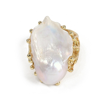 Nuggets Natural Pearl Finger Rings RJEW-P128-07G-1