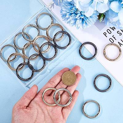 18Pcs 3 Colors Zinc Alloy Spring Gate Rings FIND-SP0001-51-1