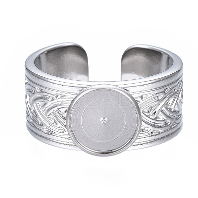 Non-Tarnish 304 Stainless Steel Open Cuff Finger Ring Cabochon Settings LS-STAS-T060-05P-1