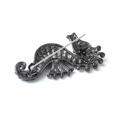 Gunmetal Zinc Alloy Rhinestone Brooches LS-JEWB-Z036-02B-1