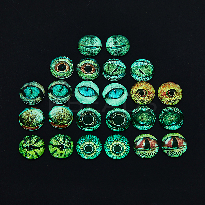 12 Sets 12 Style Luminous Self Adhesive Glass Eyes Cabochons GLAA-CA0001-58-1