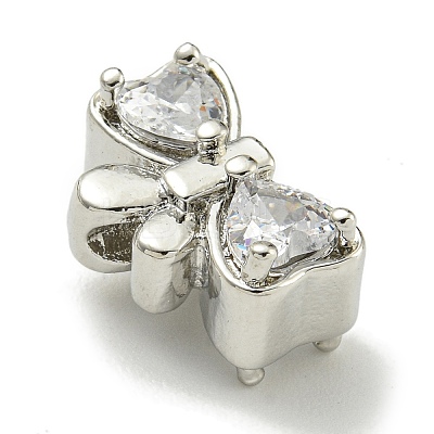 Rack Plating Brass Micro Pave Cubic Zirconia Bead KK-K386-19P-1
