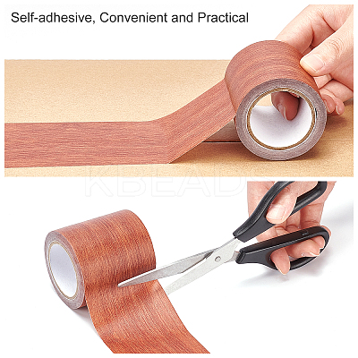 Non-woven Fabrics Imitation Wood Grain Adhesive Tape DIY-GF0005-15A-1