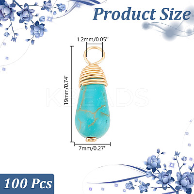 100Pcs Synthetic Turquoise Pendants FIND-AR0004-20-1