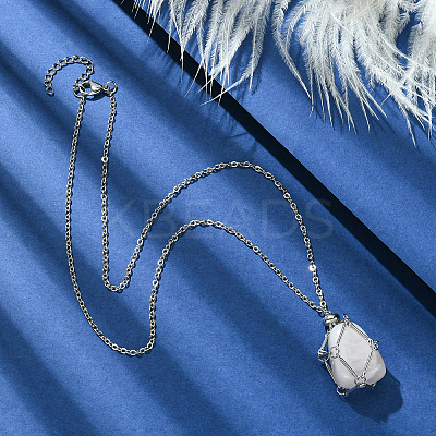 5Pcs 304 Stainless Steel Braided Macrame Pouch Empty Stone Holder for Pendant Necklace Making NJEW-CJ0001-03-1
