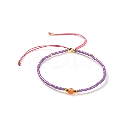 Adjustable Natural Yellow Aventurine Braided Bead Bracelets BJEW-F391-A17-1