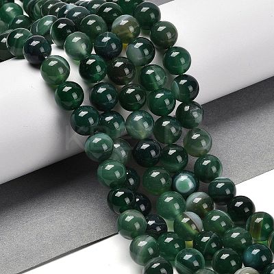 Natural Striped Agate/Banded Agate Beads Strands G-B079-A05-03E-1