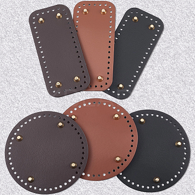 6Pcs 6 Styles Rectangle and Round PU Leather Knitting Crochet Bags Nail Bottom Shaper Pad DIY-CL0002-18-1