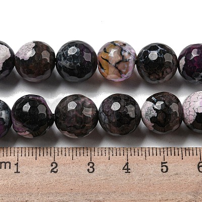 Faceted Natural Fire Crackle Agate Beads Strands G-F447-12mm-N15-1