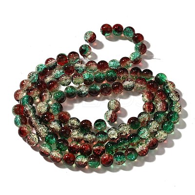 Christmas Theme Crackle Glass Beads Strands X1-CCG-C002-8mm-04-1