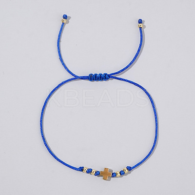 Adjustable Cross & Round Braided Bead Bracelets for Women YI2903-3-1