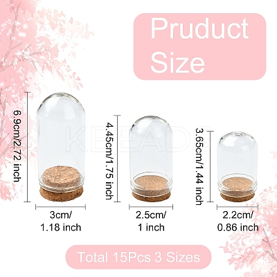 15Pcs 3 Styles Glass Dome Cloche Cover AJEW-YW0001-31-1