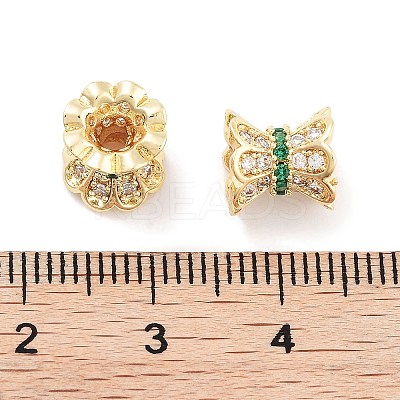 Brass Micro Pave Clear Cubic Zirconia Beads KK-P271-39B-06-1
