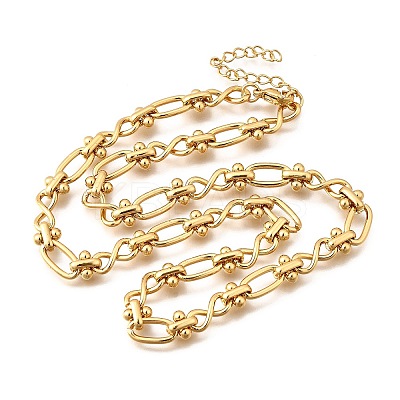 304 Stainless Steel Oval Infinity Link Chain Necklaces for Women Men NJEW-K249-20C-G-1