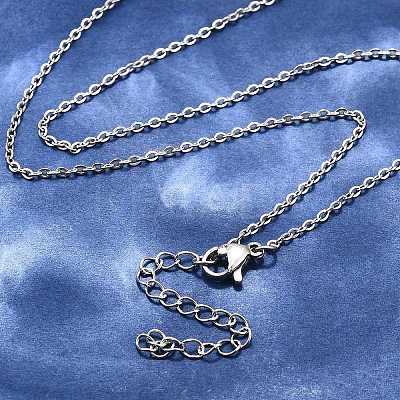 Non-Tarnish 304 Stainless Steel Cable Chain Necklace STAS-T040-PJ204-45-1