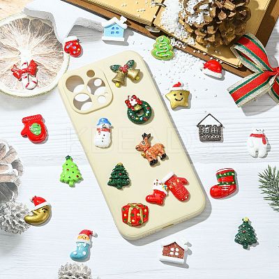 48Pcs 24 Styles Christmas Theme Opaque Resin Cabochons RESI-CJ0004-82-1