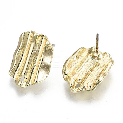 Rack Plating Hammered Alloy Stud Earring Findings PALLOY-N155-61-NR-1