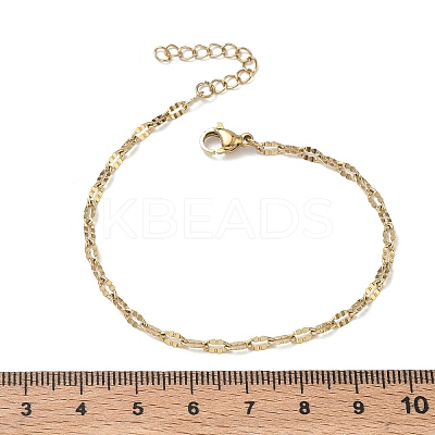 304 Stainless Steel Dapped Chains Bracelets for Women BJEW-D466-08C-G-1