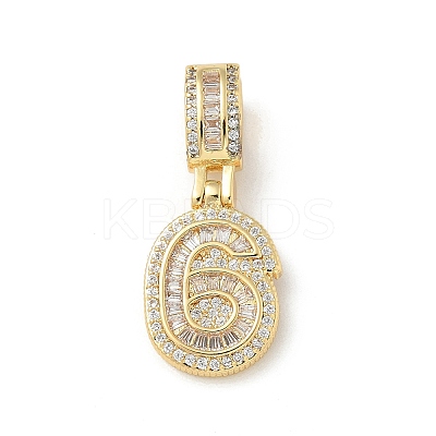 Brass Clear Cubic Zirconia European Dangle Charms KK-R003-01G-06-1
