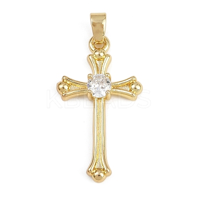 Brass Micro Pave Cubic Zirconia Pendants KK-Z123-23G-02-1