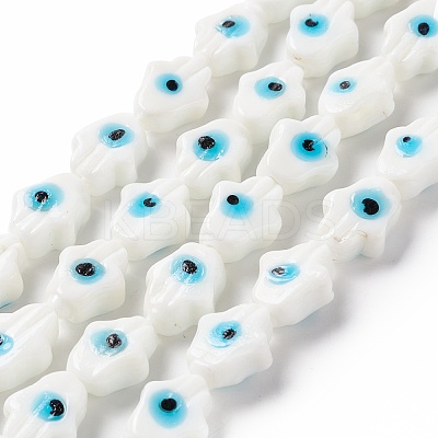 Handmade Evil Eye Lampwork Beads Strands LAMP-F024-02B-1