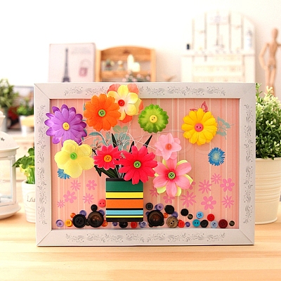 Creative DIY Flower Pattern Resin Button Art PW-WGE36EA-01-1