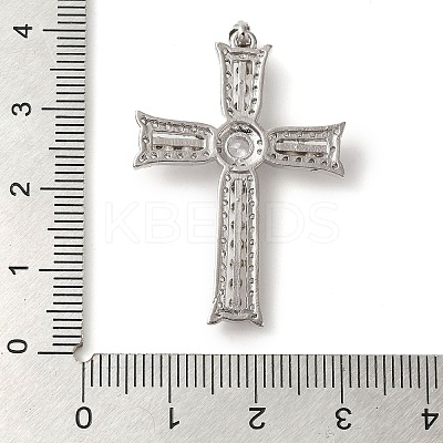 Rack Plating Brass Micro Pave Cubic Zirconia Pendants and ABS Imitation Pearl KK-H476-04P-RS-1