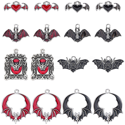 32Pcs 8 Styles Alloy Enamel Pendants ENAM-SC0007-41-1