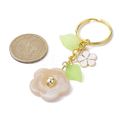 Flower Acrylic Imitation Gemstone Pendant Keychain KEYC-JKC00692-1