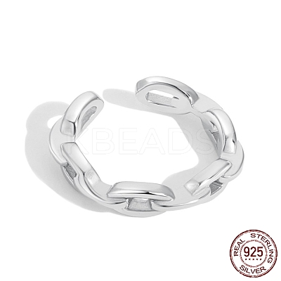 Rhodium Plated 925 Sterling Silver Cuff Earrings for Women EJEW-P231-93P-1