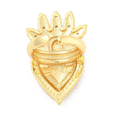 Rack Plating Brass Clear Cubic Zirconia Open Cuff Rings RJEW-S411-01G-08-1