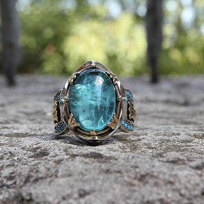 Oval Alloy with Glass Finger Rings FS-WG0E890-01-1