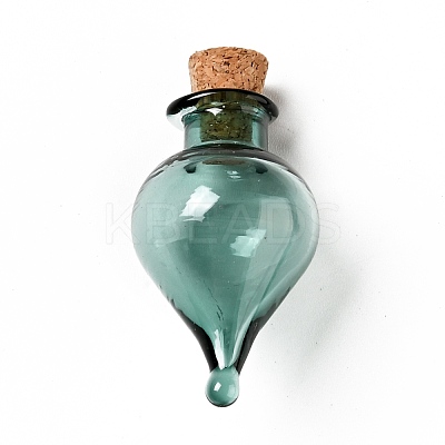 Teardrop Glass Cork Bottles Ornament AJEW-A039-01D-1
