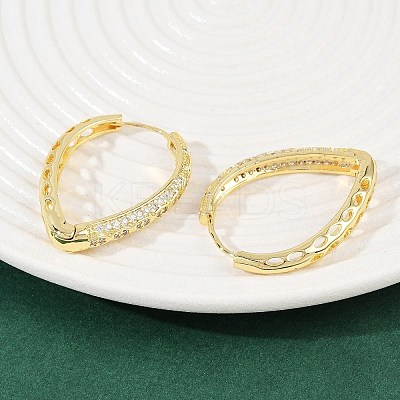 Teardrop Brass Micro Pave Clear Cubic Zirconia Hoop Earrings EJEW-G446-01G-1