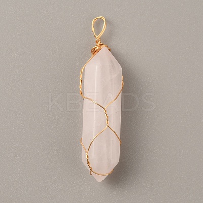 Natural Rose Quartz Double Terminated Pointed Pendants G-TAC0010-04G-01-1