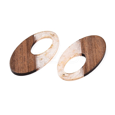 Transparent Resin and Walnut Wood Pendants RESI-T057-02N-1