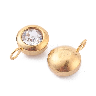 304 Stainless Steel Rhinestone Charms STAS-Z009-04-04G-1