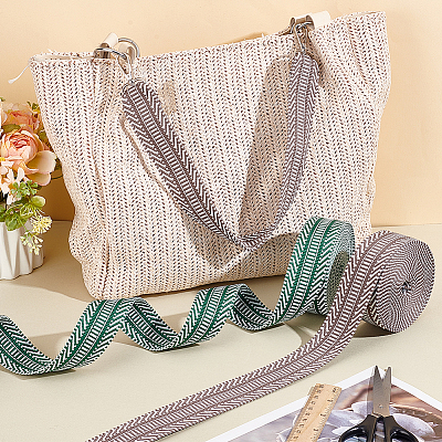 5 Yards Ethnic Style Polyester Jacquard Striped Ribbon OCOR-PH0004-17B-1