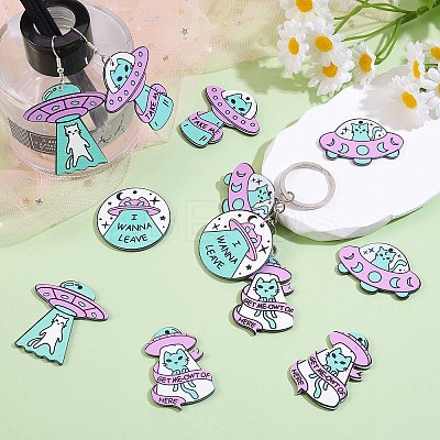 25 Pieces Alien Charms Pendant Resin Alien Cat Charm UFO Charms Mixed Shape for Jewelry Necklace Earring Making Crafts JX393A-1