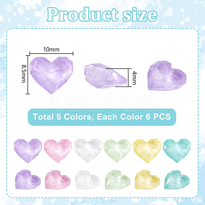 36Pcs 6 Colors Glass Rhinestone Cabochons RGLA-PH0001-20-1