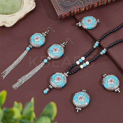6Pcs Ethnic Style Zinc Alloy with Resin Connector Charms FIND-PH0028-05C-1