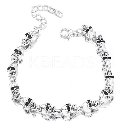 Alloy Skull Link Bracelets WH-WG07BCE-01-1