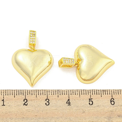 Heart Rack Plating Brass Clear Cubic Zirconia Pendants KK-M291-11G-1