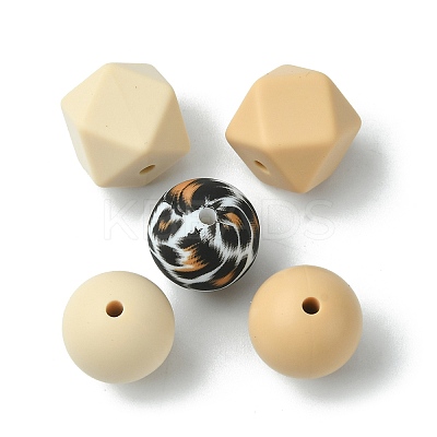Round/Polygon Food Grade Silicone Focal Beads SIL-F003-06B-1