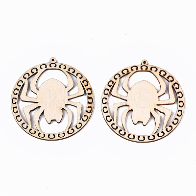 Undyed Natural Wooden Big Pendants WOOD-N007-076-1