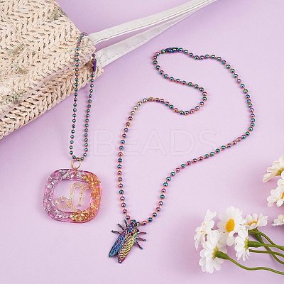 5M Rainbow Color 304 Stainless Steel Ball Chains STAS-SZ0002-22B-1