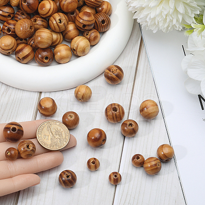 300Pcs 3 Styles Round Natural Wood Beads WOOD-GF0001-89B-1